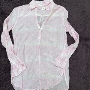 Gap linen Tunic pink stripes size petite small